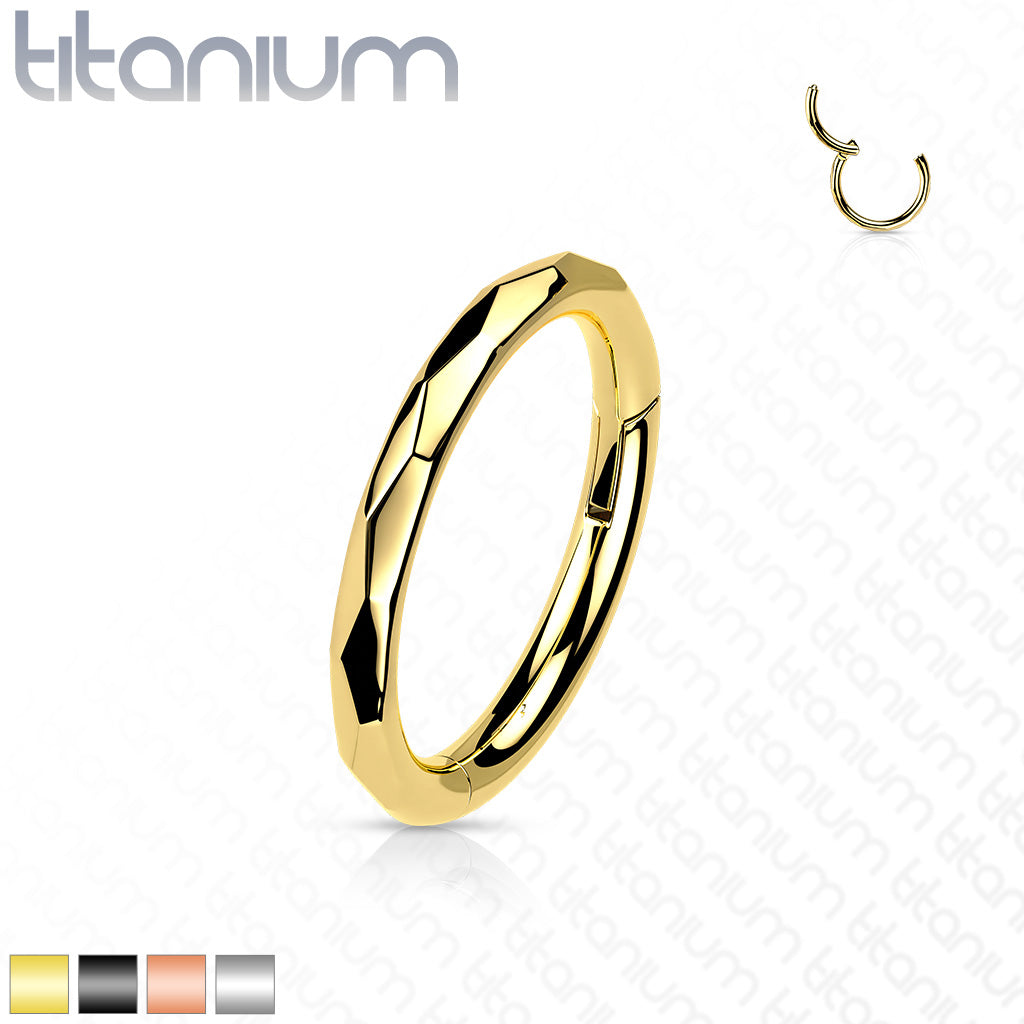 1pc Faceted Hinged Segment Ring Septum Clicker Helix PVD Implant Grade Titanium