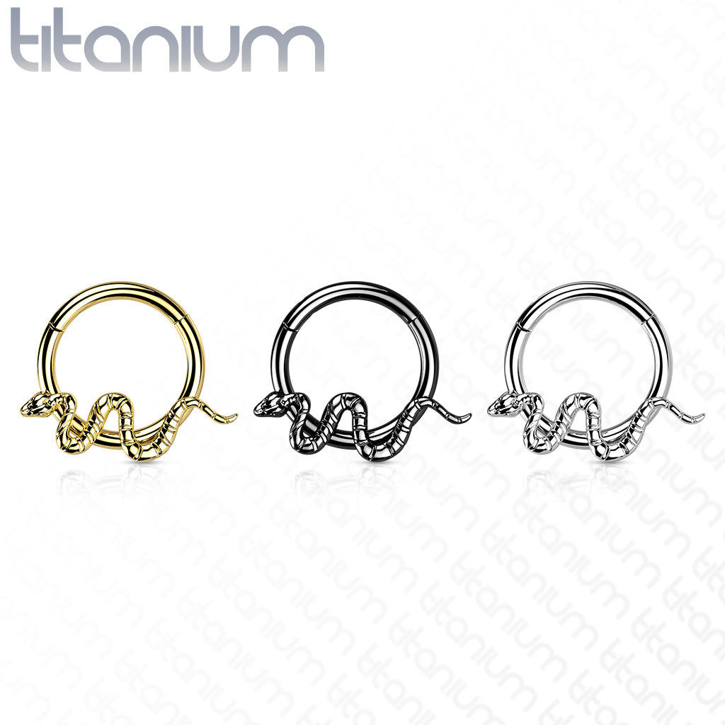 1pc Snake Hinged Segment Ring Septum Hoop Helix Daith Implant Grade 23 Titanium