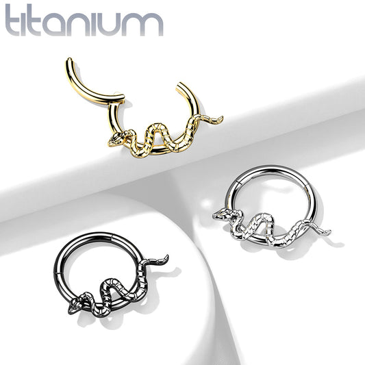 1pc Snake Hinged Segment Ring Septum Hoop Helix Daith Implant Grade 23 Titanium