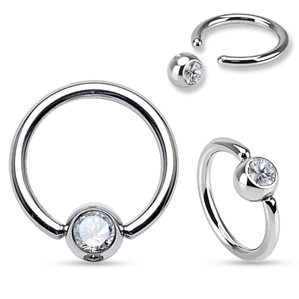 10pcs Clear Gem Captive Bead Rings CBR's