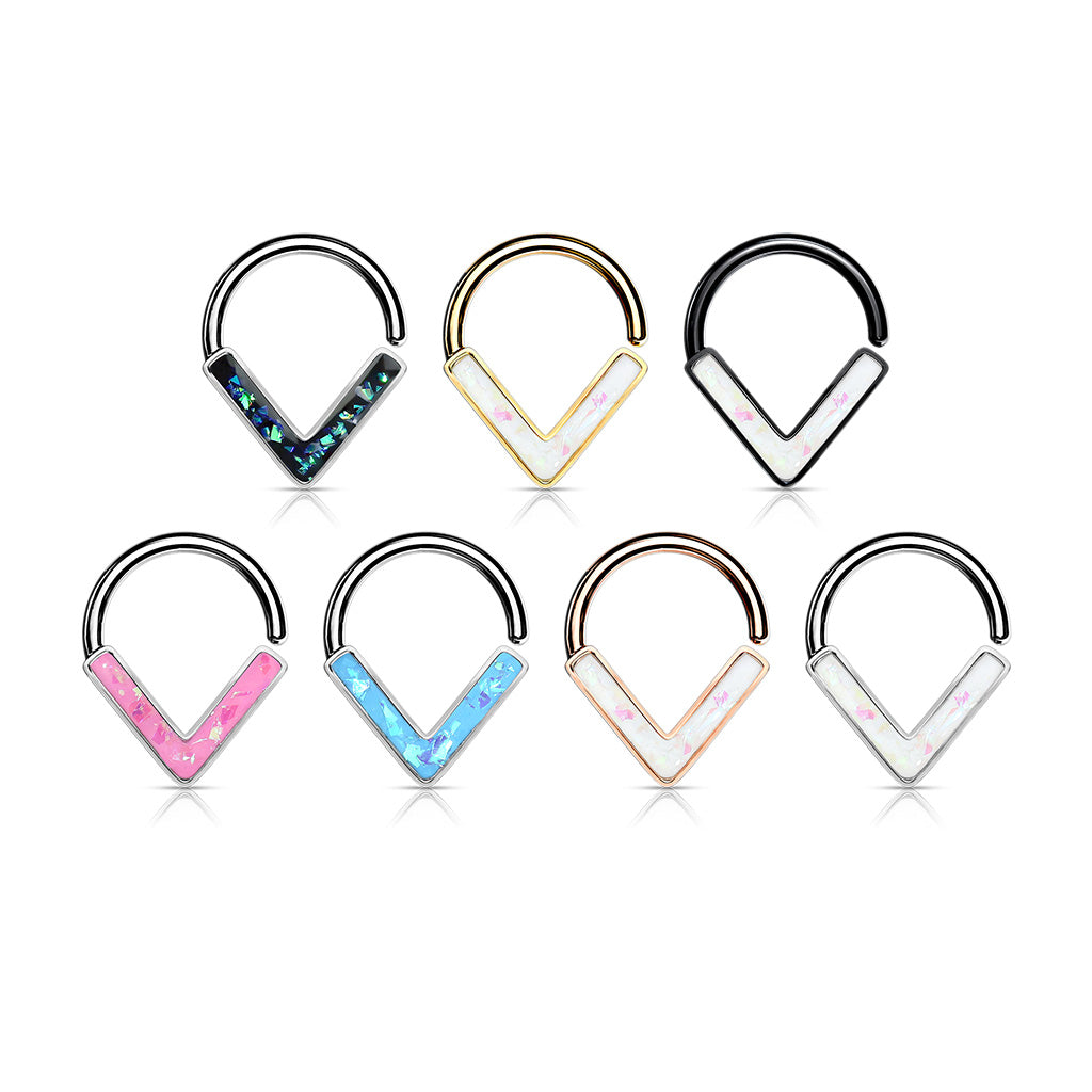 1pc Chevron Opal Glitter Bendable Ring Nose Septum Cartilage Helix Daith Tragus