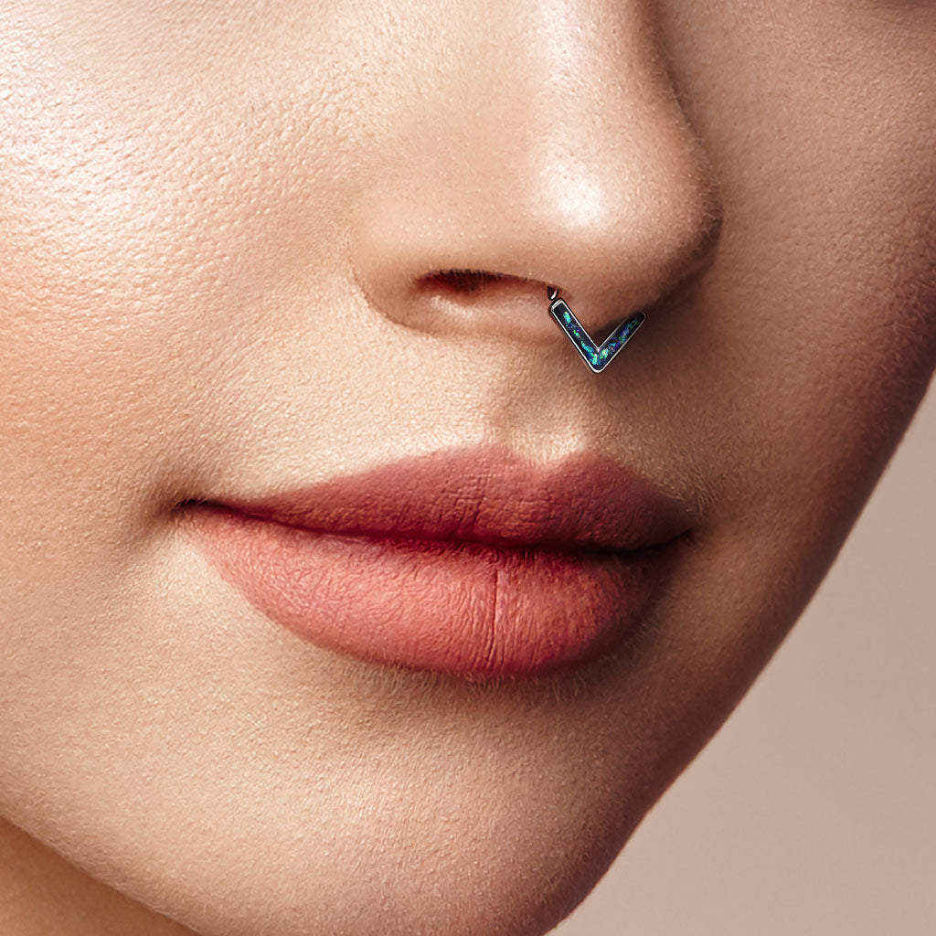 1pc Chevron Opal Glitter Bendable Ring Nose Septum Cartilage Helix Daith Tragus