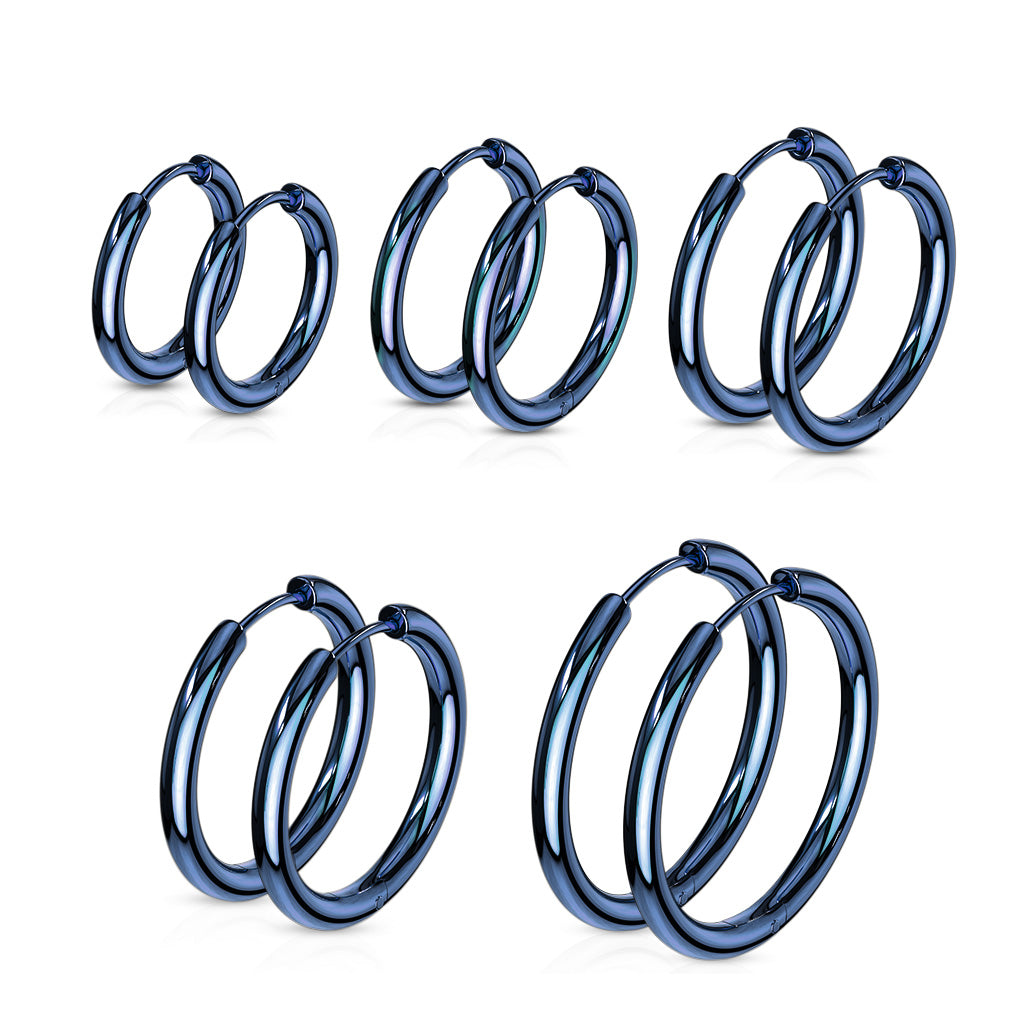 316L Stainless Steel Hinge Action 20g Seamless Hoop Earrings - 5 PAIR LOTS