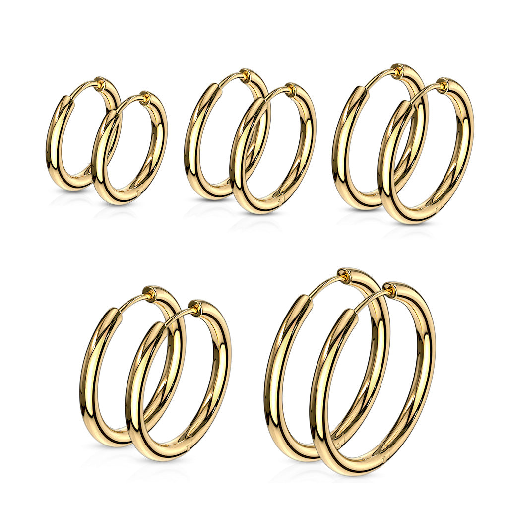 316L Stainless Steel Hinge Action 20g Seamless Hoop Earrings - 5 PAIR LOTS