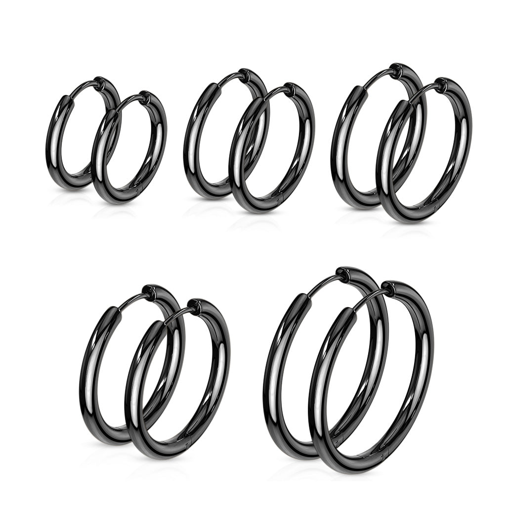 316L Stainless Steel Hinge Action 20g Seamless Hoop Earrings - 5 PAIR LOTS
