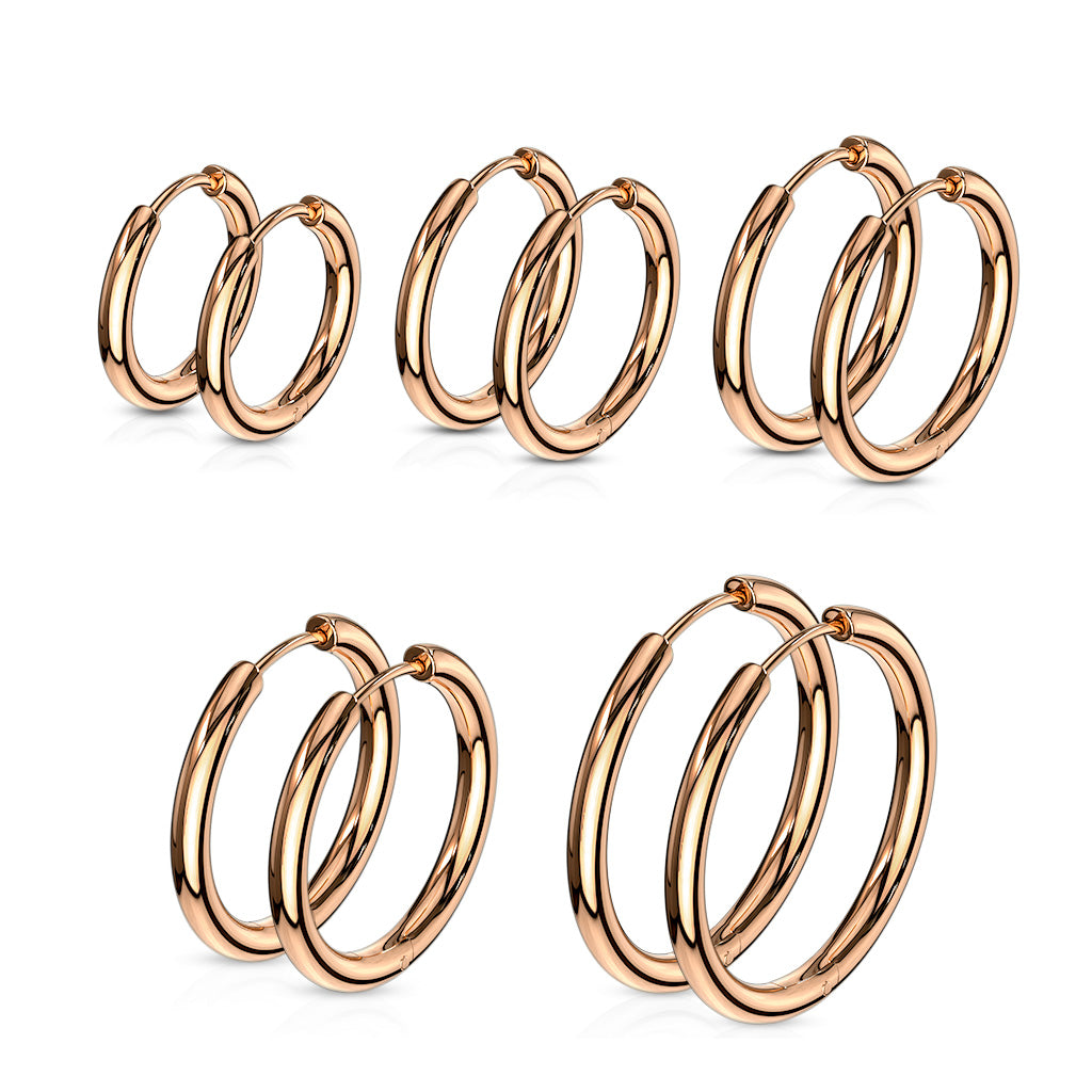316L Stainless Steel Hinge Action 20g Seamless Hoop Earrings - 5 PAIR LOTS