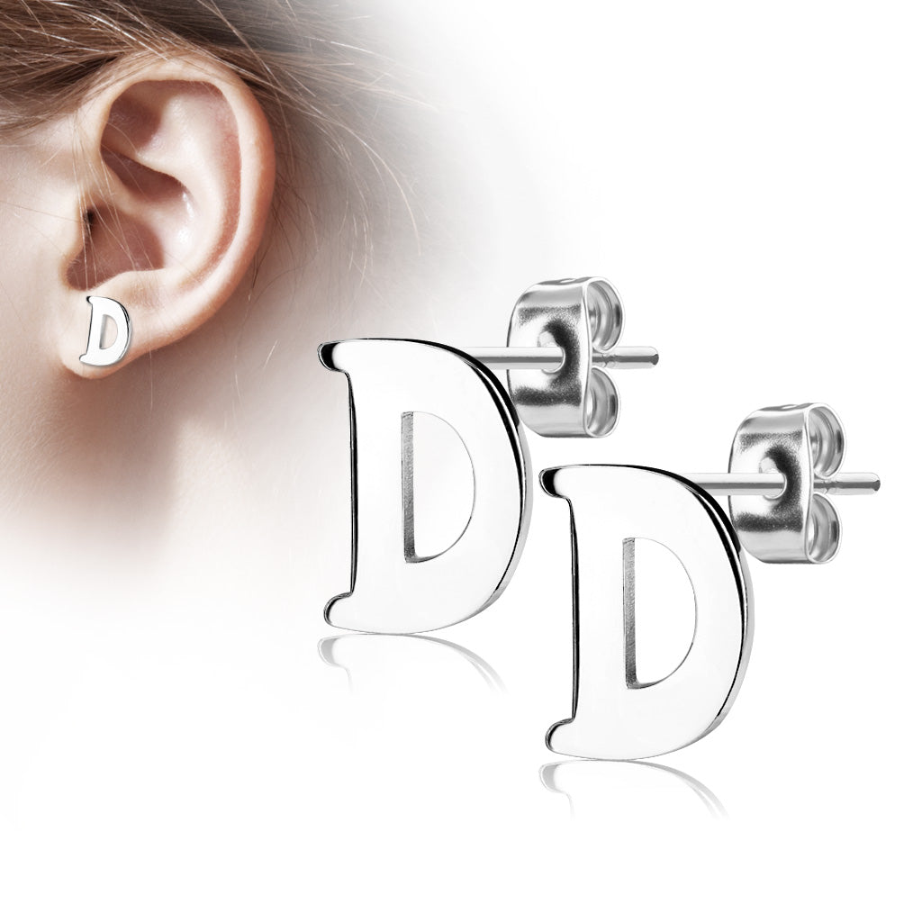 Alphabet Initial Earrings 316L Stainless Steel