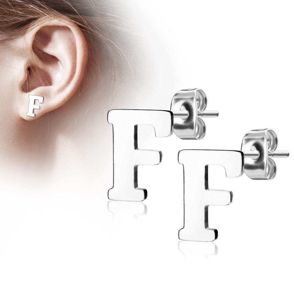 Alphabet Initial Earrings 316L Stainless Steel