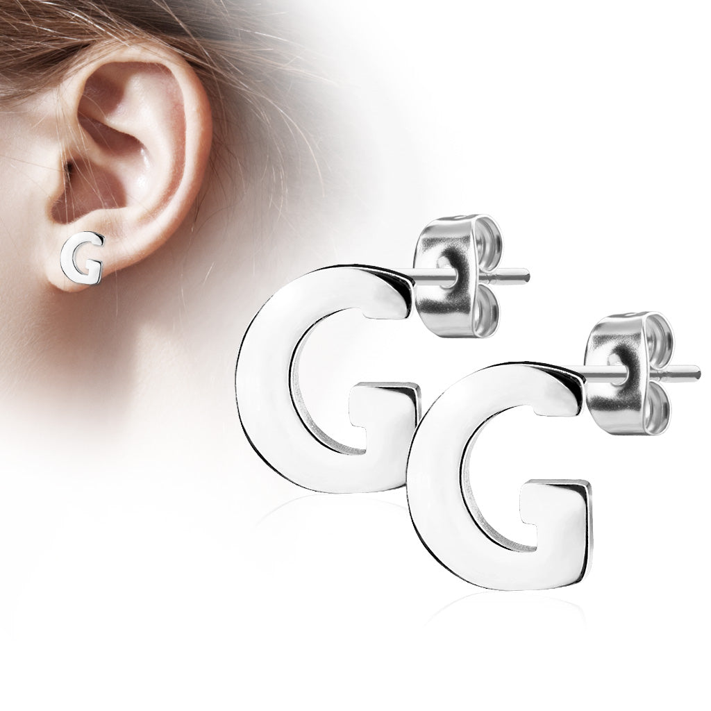 Alphabet Initial Earrings 316L Stainless Steel