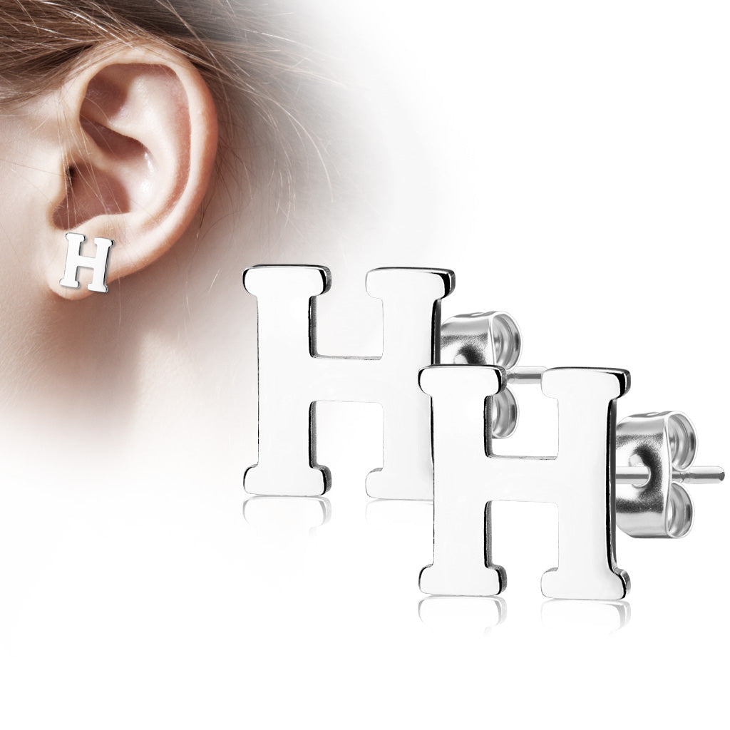 Alphabet Initial Earrings 316L Stainless Steel
