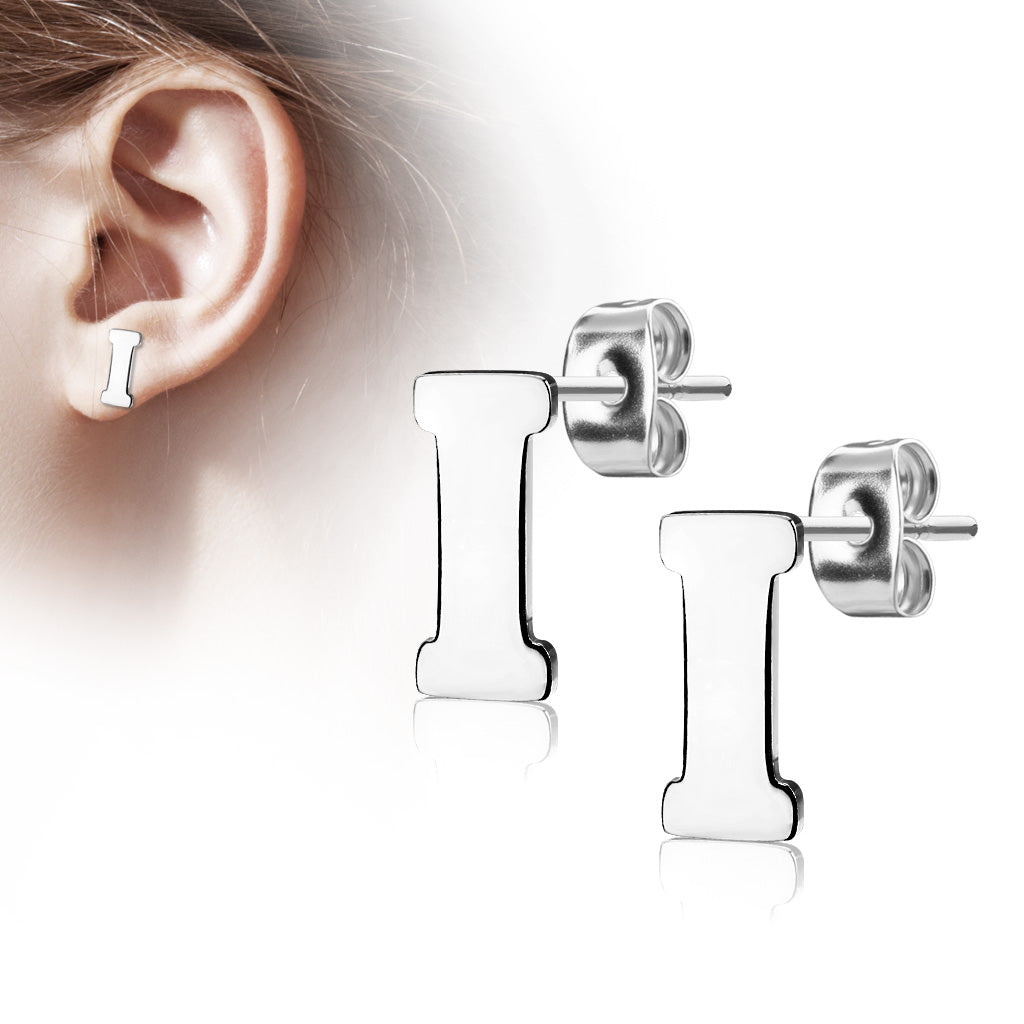 Alphabet Initial Earrings 316L Stainless Steel
