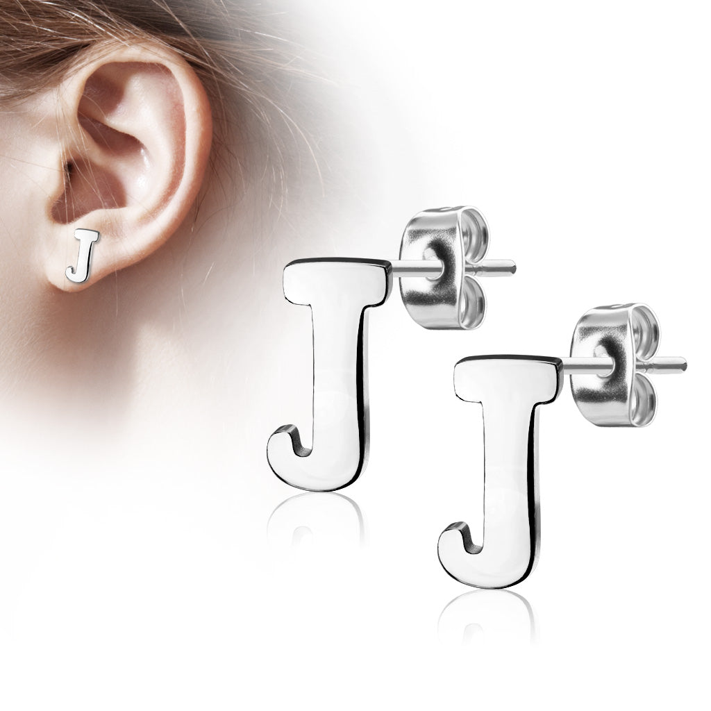 Alphabet Initial Earrings 316L Stainless Steel