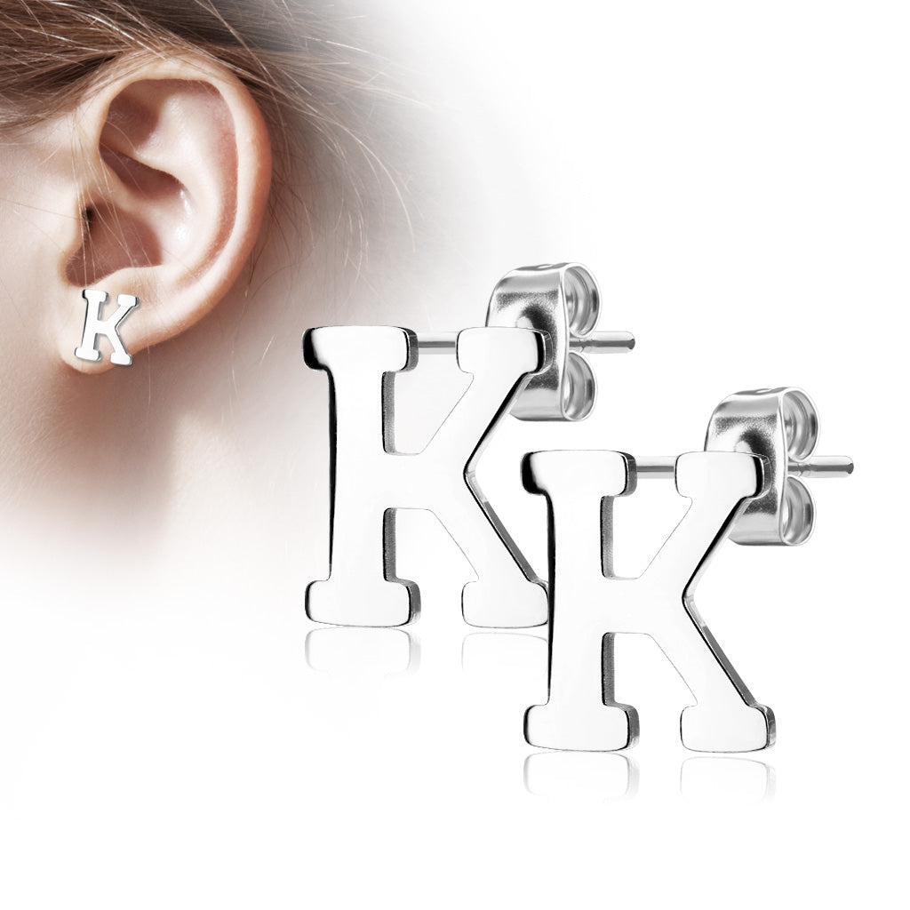 Alphabet Initial Earrings 316L Stainless Steel