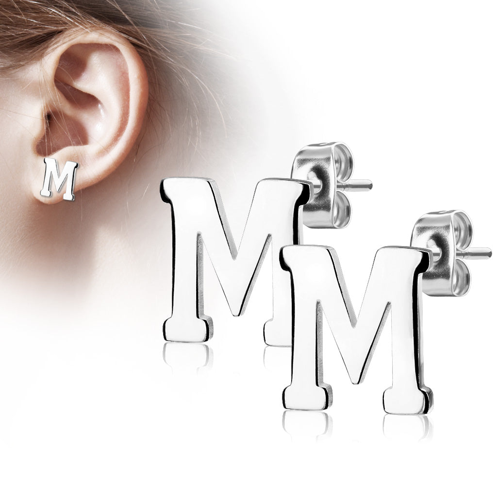 Alphabet Initial Earrings 316L Stainless Steel
