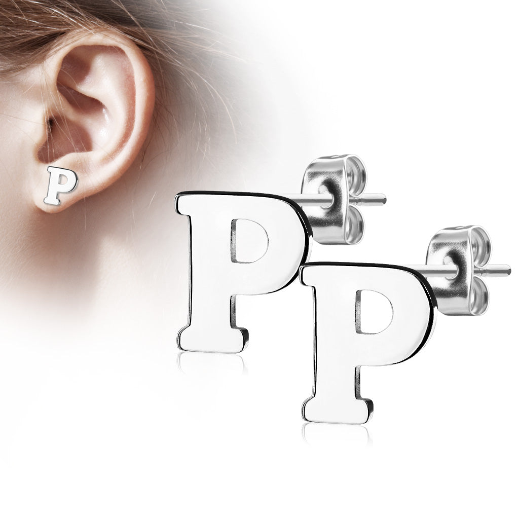 Alphabet Initial Earrings 316L Stainless Steel