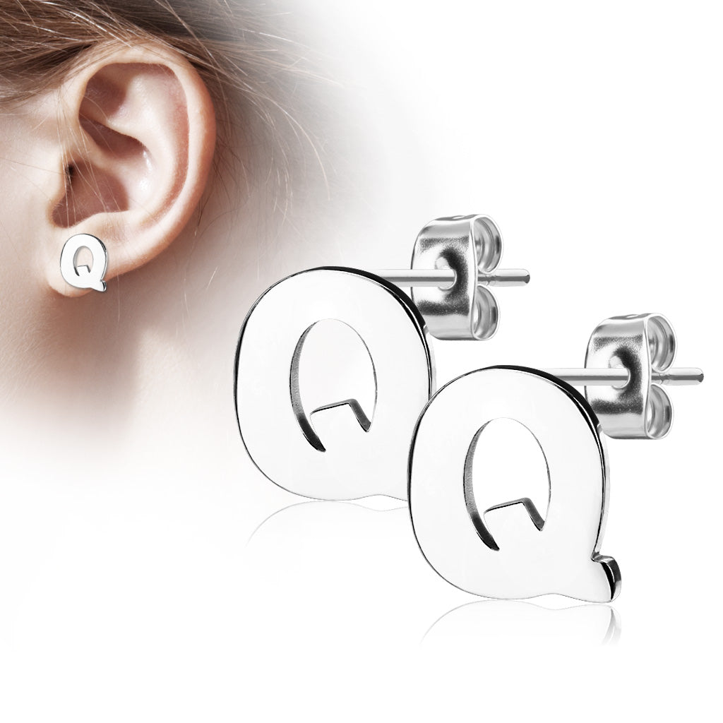 Alphabet Initial Earrings 316L Stainless Steel