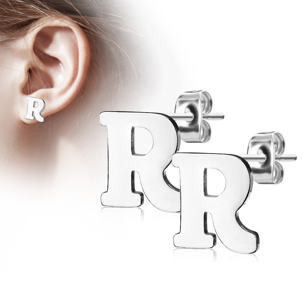 Alphabet Initial Earrings 316L Stainless Steel