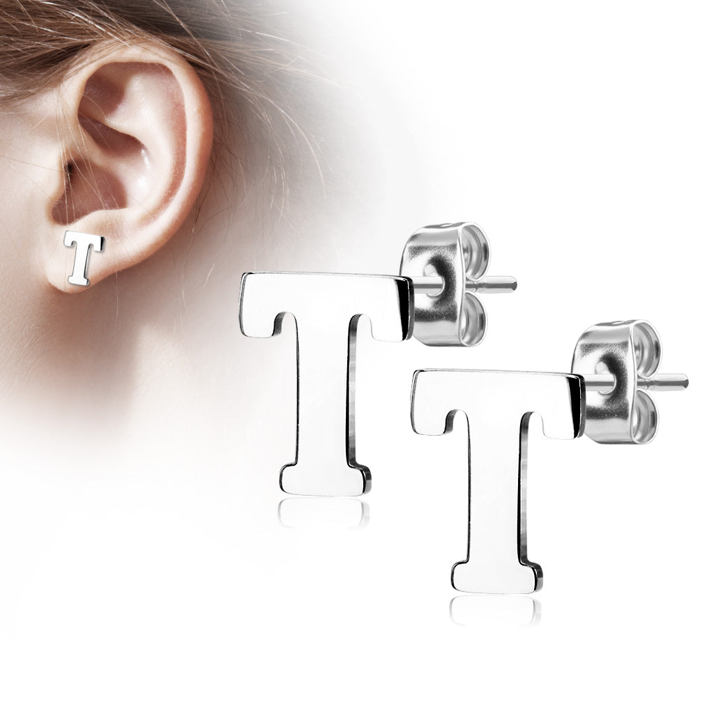 Alphabet Initial Earrings 316L Stainless Steel