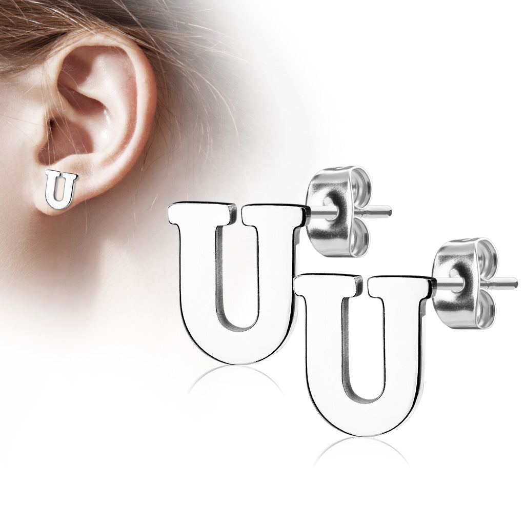 Alphabet Initial Earrings 316L Stainless Steel