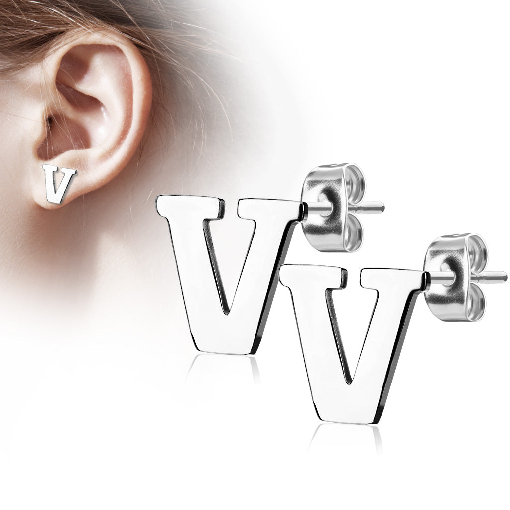 Alphabet Initial Earrings 316L Stainless Steel
