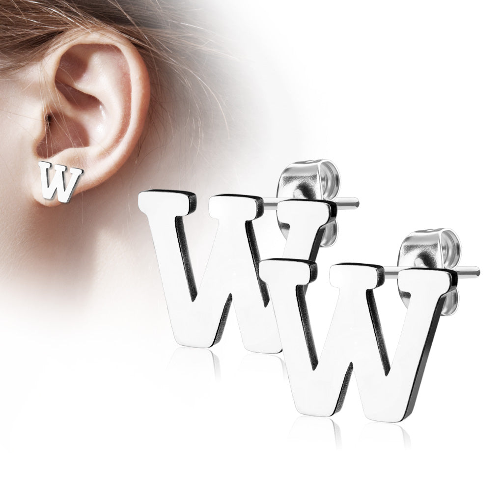 Alphabet Initial Earrings 316L Stainless Steel