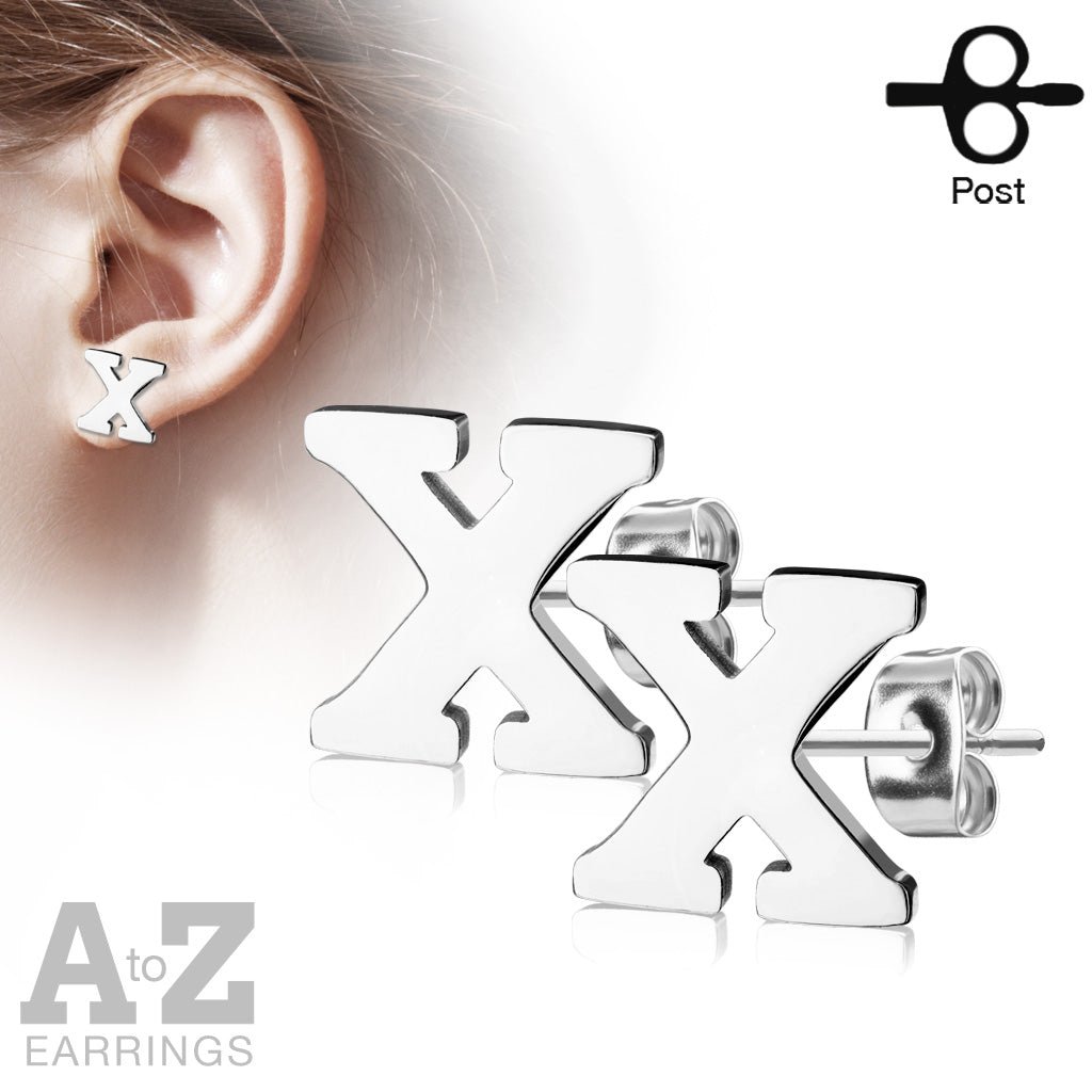 Alphabet Initial Earrings 316L Stainless Steel