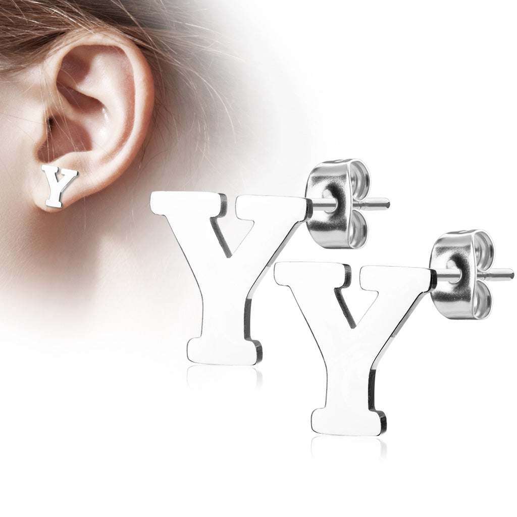 Alphabet Initial Earrings 316L Stainless Steel