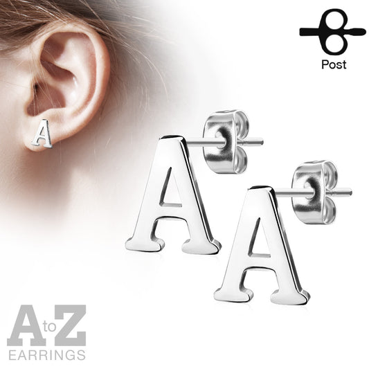 Alphabet Initial Earrings 316L Stainless Steel