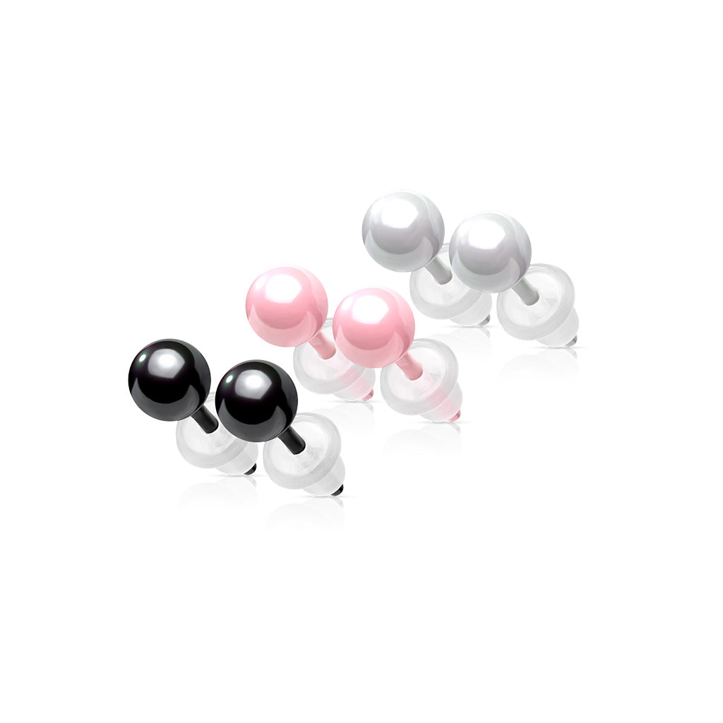 PAIR of All Ceramic Ball Stud Earrings