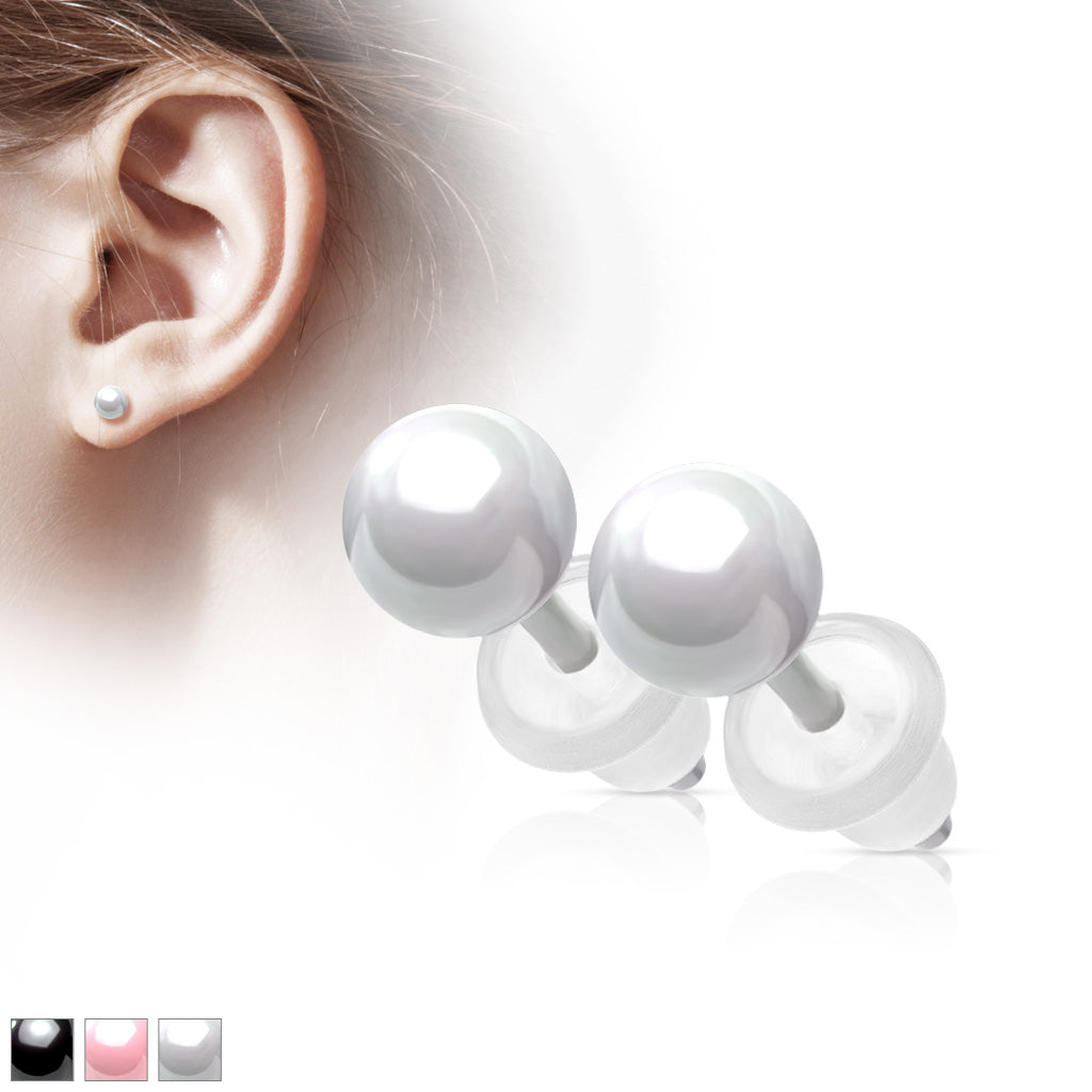 PAIR of All Ceramic Ball Stud Earrings
