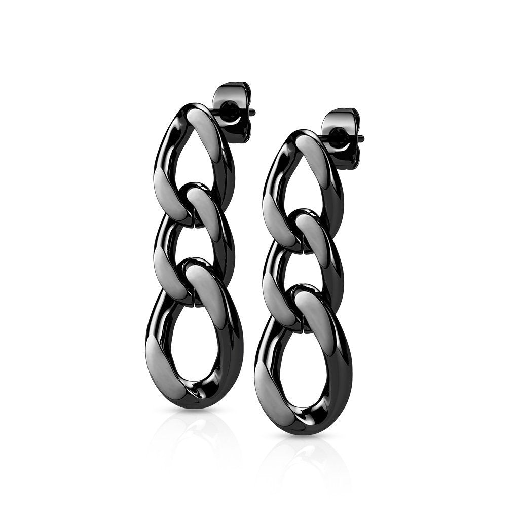 PAIR Chain Link Dangle Earring Studs 316L Surgical Steel 20g