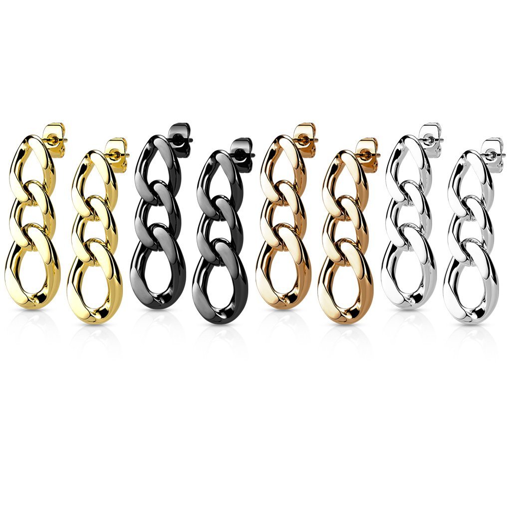 PAIR Chain Link Dangle Earring Studs 316L Surgical Steel 20g