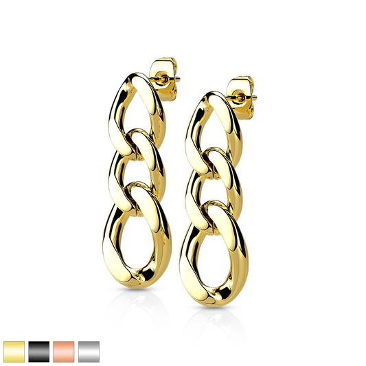 PAIR Chain Link Dangle Earring Studs 316L Surgical Steel 20g