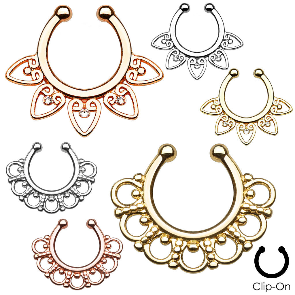 6pcs Tribal Fan Non-Piercing Septum Hangers
