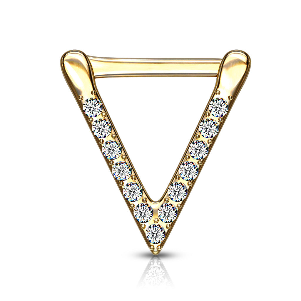 1pc Hinged Segment Ring CZ Gem Triangle Hoop Helix Daith 316L Surgical Steel