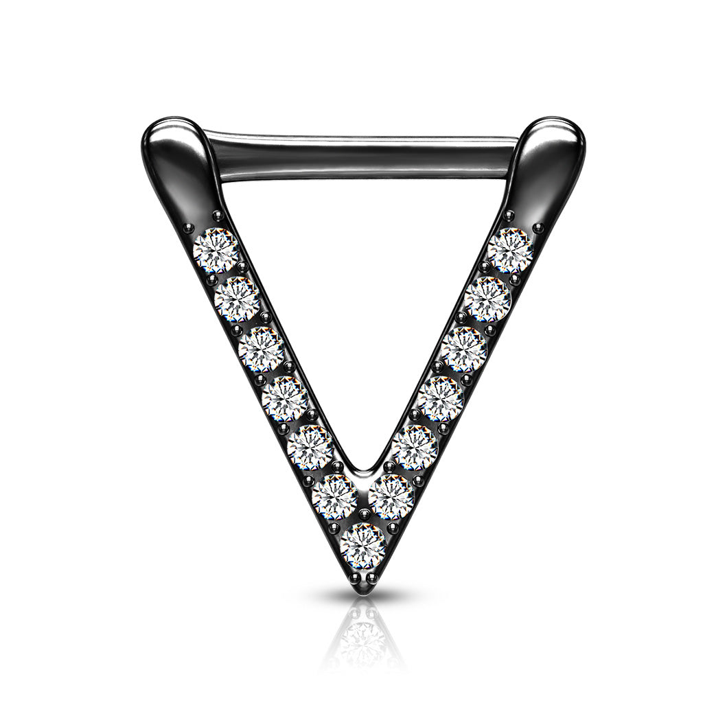 1pc Hinged Segment Ring CZ Gem Triangle Hoop Helix Daith 316L Surgical Steel