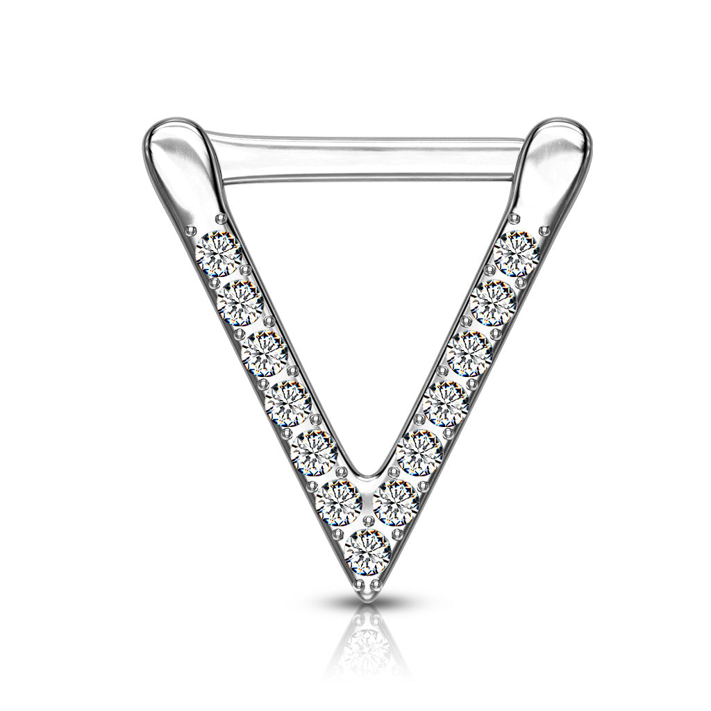 1pc Hinged Segment Ring CZ Gem Triangle Hoop Helix Daith 316L Surgical Steel