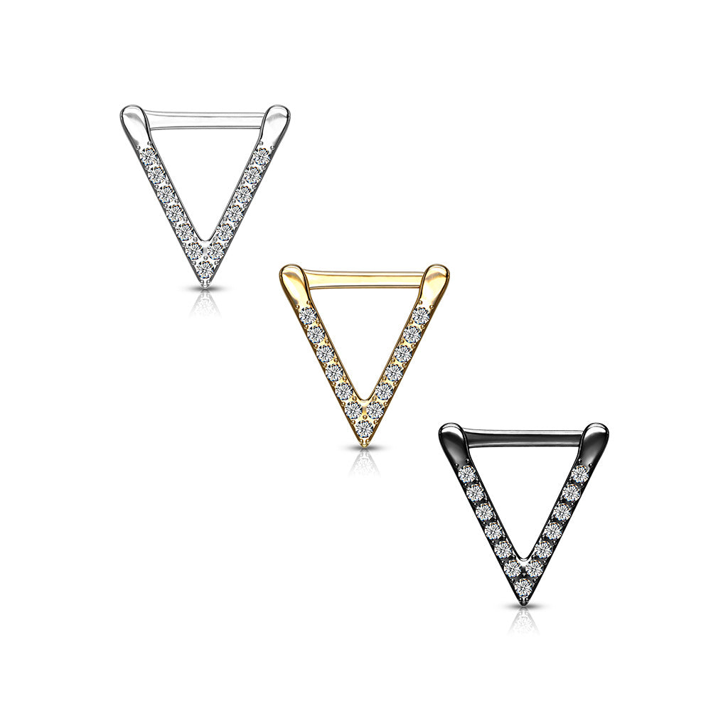 1pc Hinged Segment Ring CZ Gem Triangle Hoop Helix Daith 316L Surgical Steel