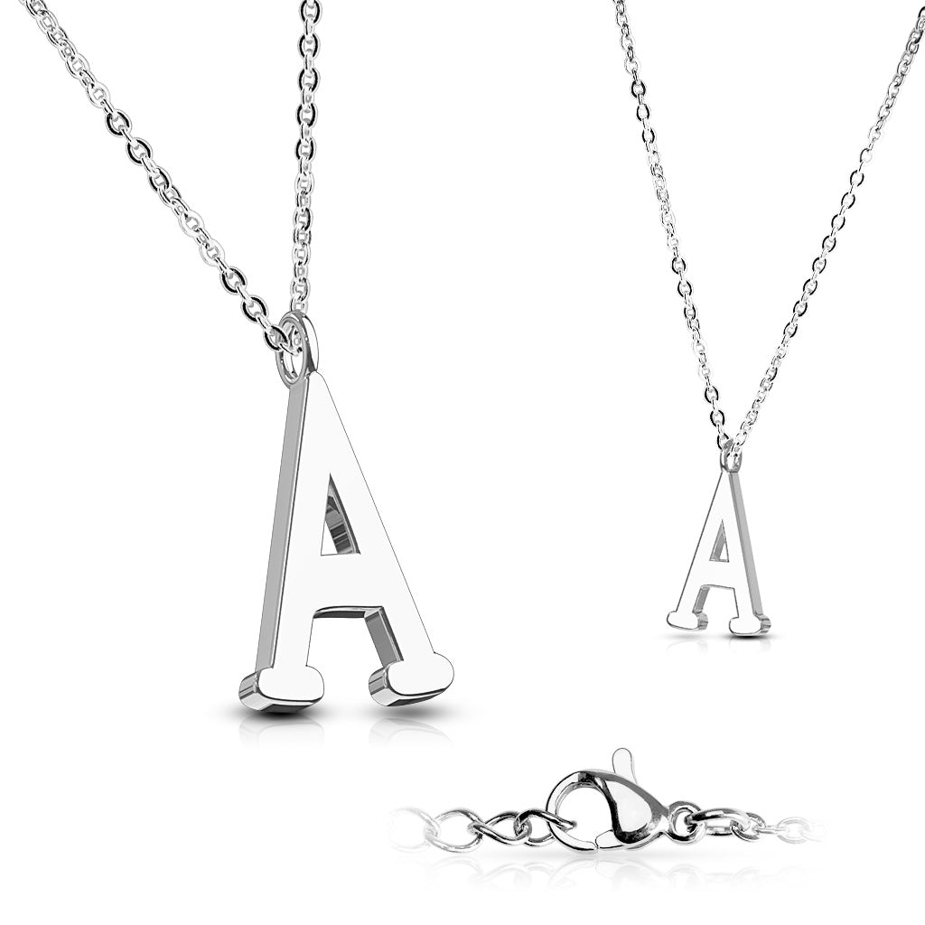 Alphabet Initial Necklace w/ 316L Stainless Steel Pendant