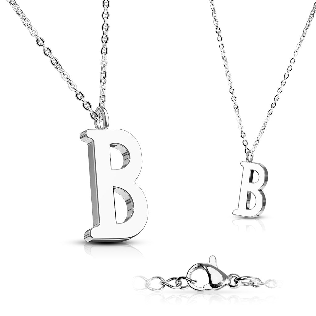 Alphabet Initial Necklace w/ 316L Stainless Steel Pendant