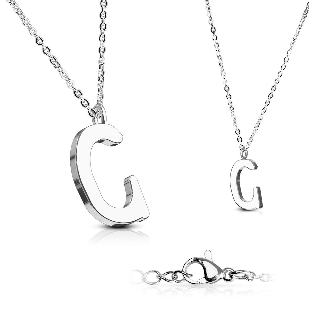 Alphabet Initial Necklace w/ 316L Stainless Steel Pendant