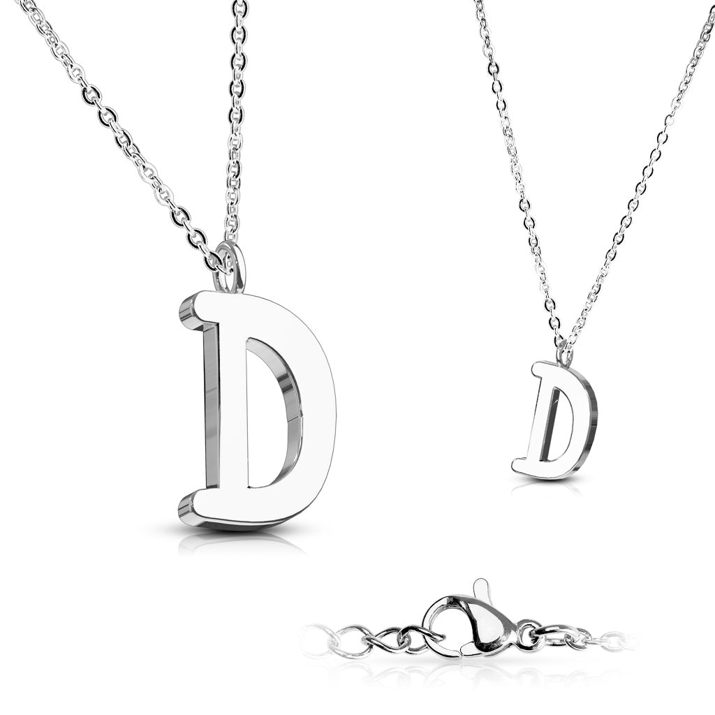 Alphabet Initial Necklace w/ 316L Stainless Steel Pendant