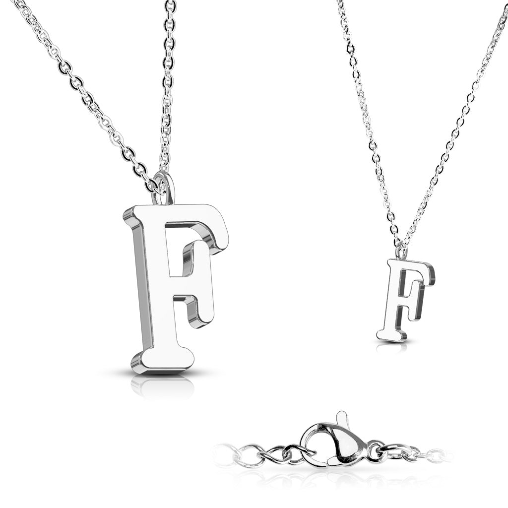 Alphabet Initial Necklace w/ 316L Stainless Steel Pendant