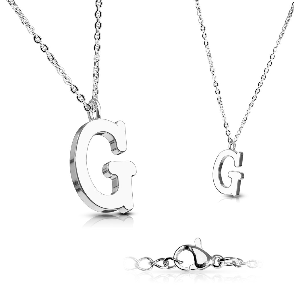 Alphabet Initial Necklace w/ 316L Stainless Steel Pendant