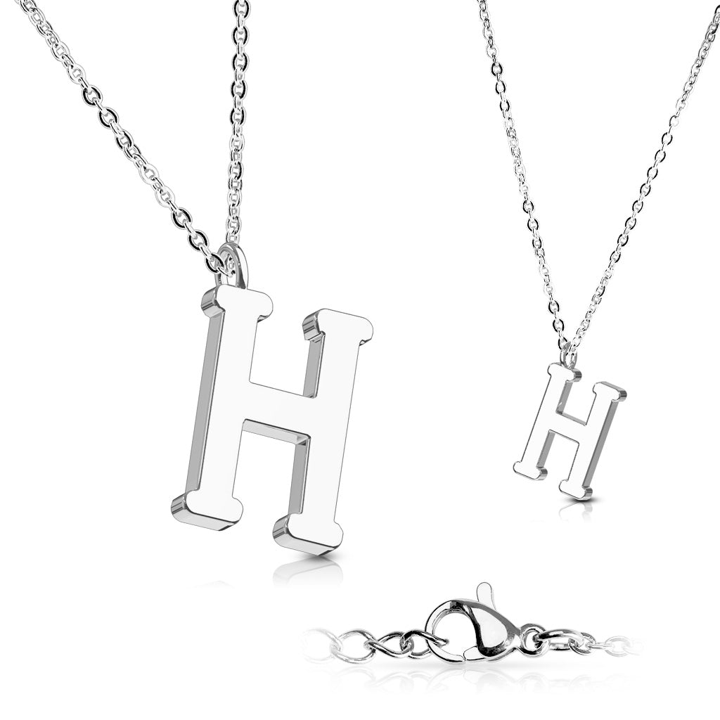 Alphabet Initial Necklace w/ 316L Stainless Steel Pendant