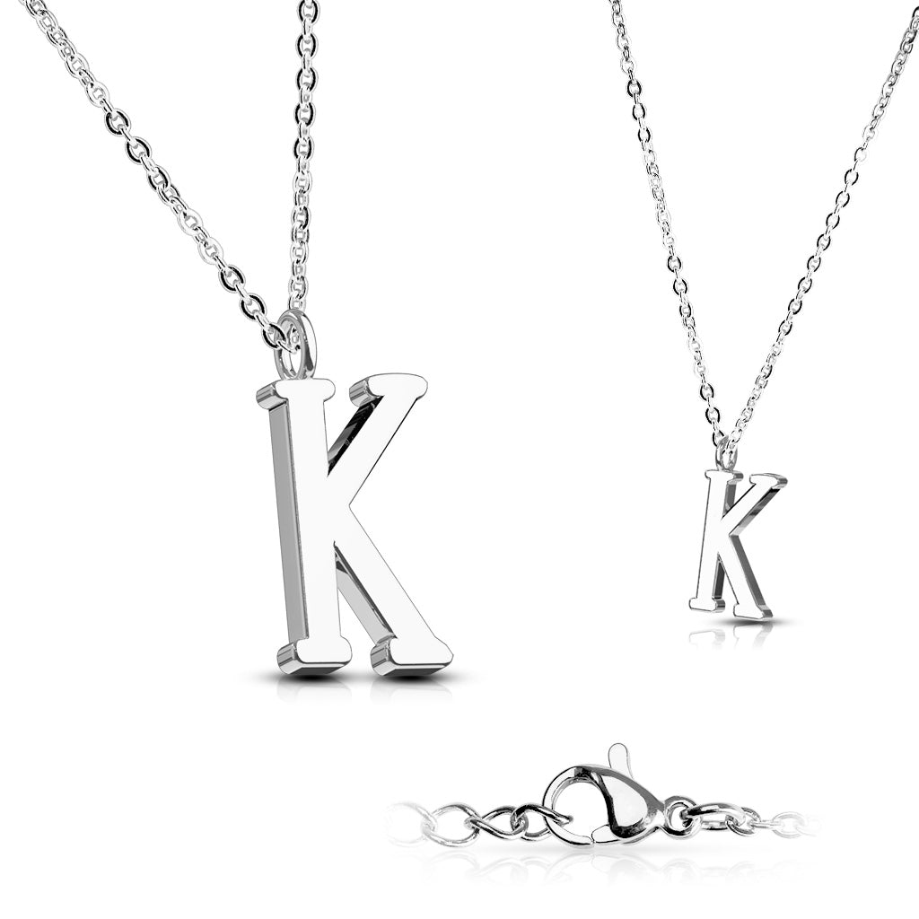 Alphabet Initial Necklace w/ 316L Stainless Steel Pendant