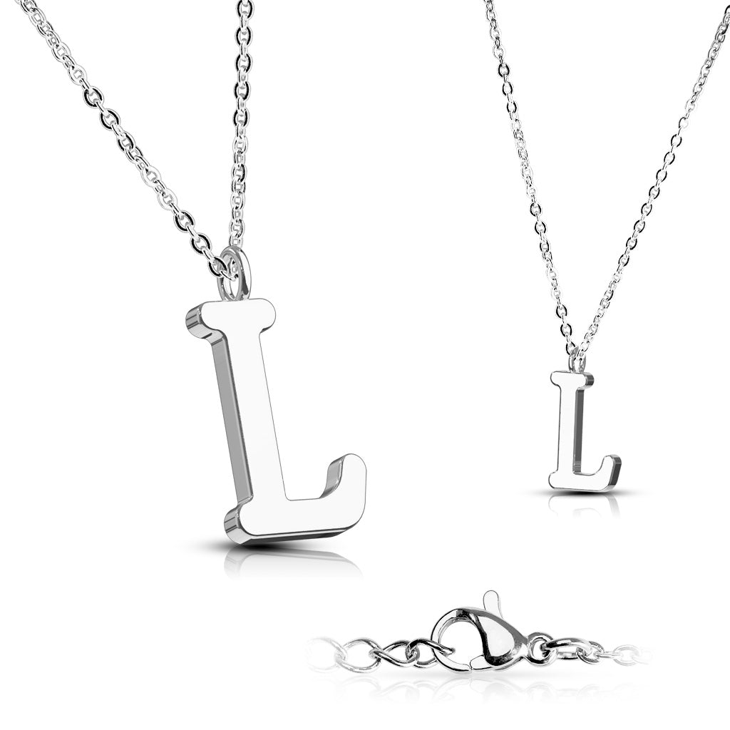 Alphabet Initial Necklace w/ 316L Stainless Steel Pendant