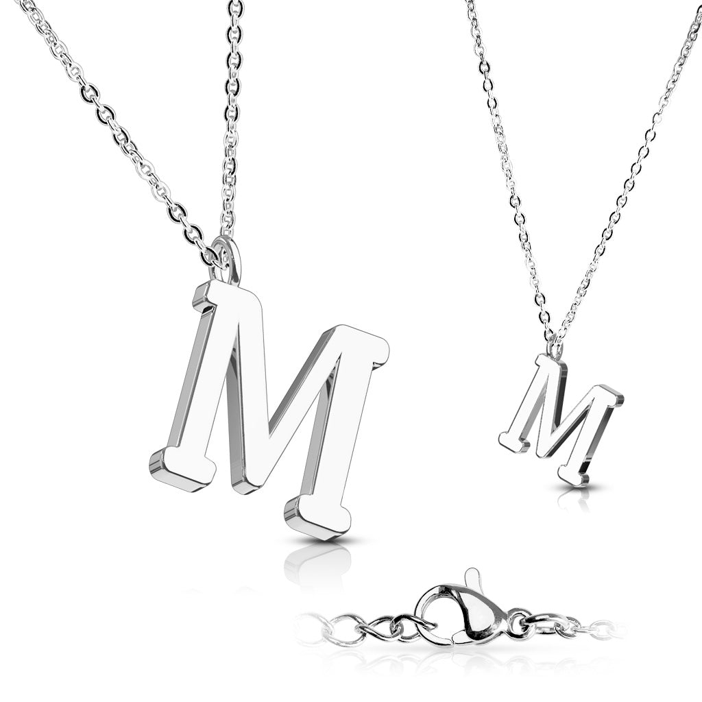 Alphabet Initial Necklace w/ 316L Stainless Steel Pendant