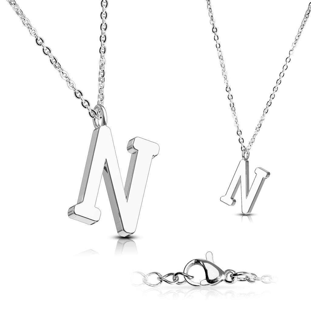 Alphabet Initial Necklace w/ 316L Stainless Steel Pendant