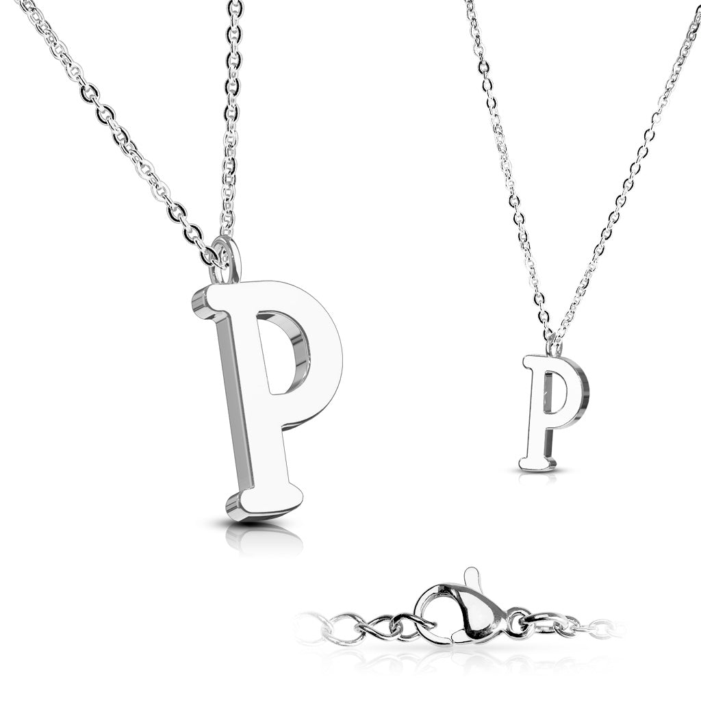 Alphabet Initial Necklace w/ 316L Stainless Steel Pendant